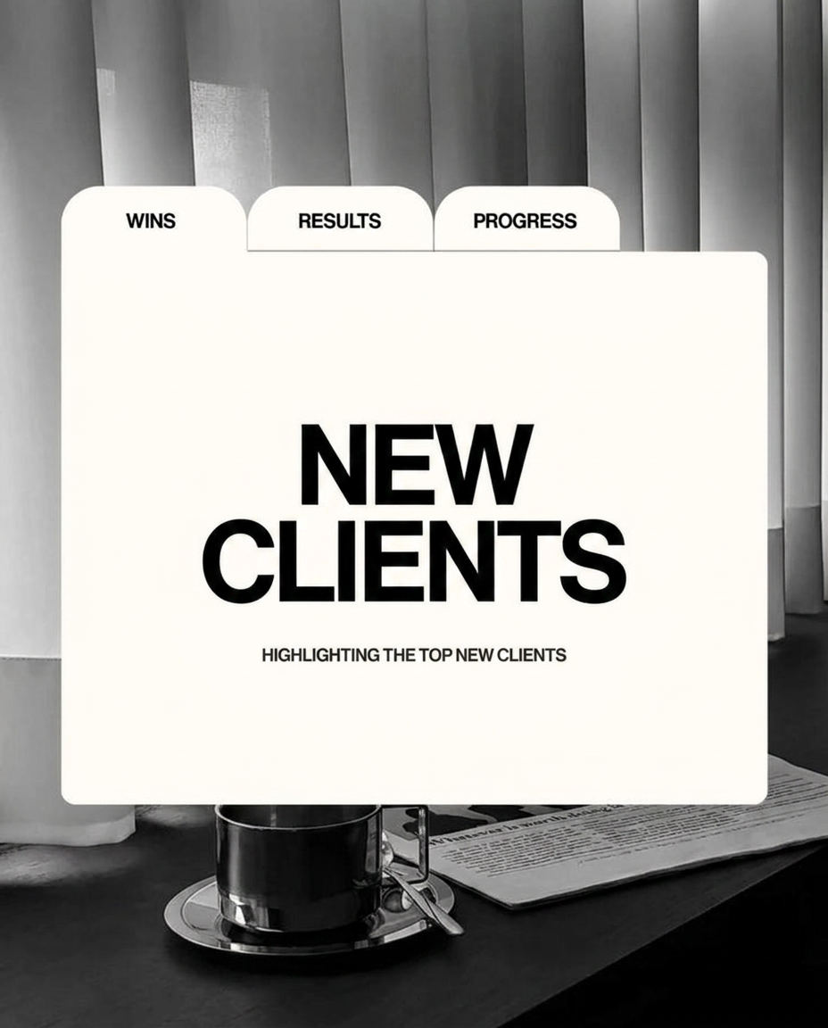 Apresentação editorial com o título New Clients
